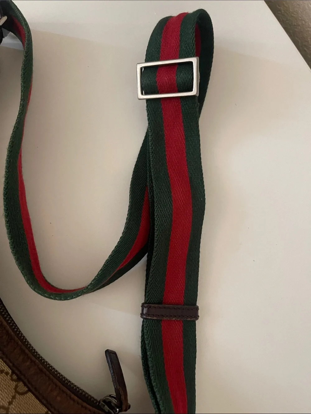 Gucci Beige/Brown GG Canvas Hobo with Green and Red Web Strap